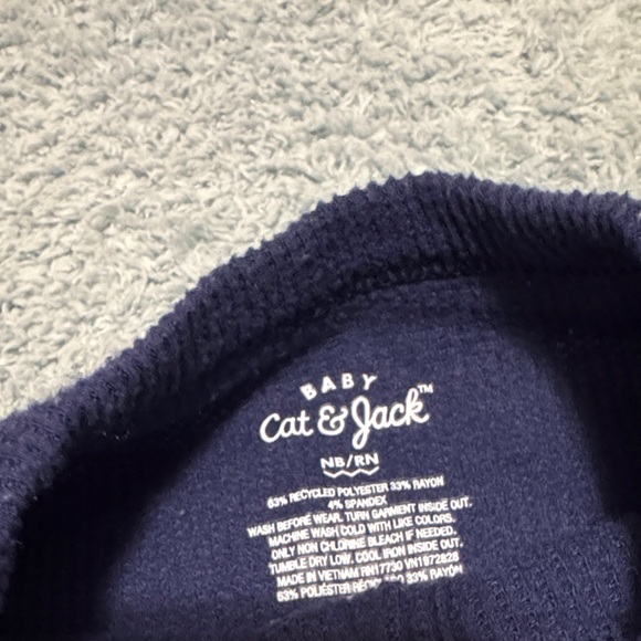 Navy Ribbed Baby One-Piece with Button Placket - Picture 2 of 2